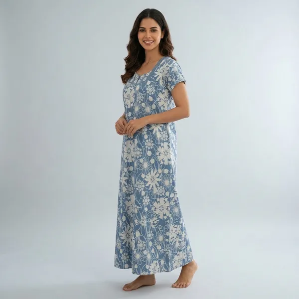 Blue_Pure_Cotton_Floral_Relaxed_Fit_Nightgown_For_Women