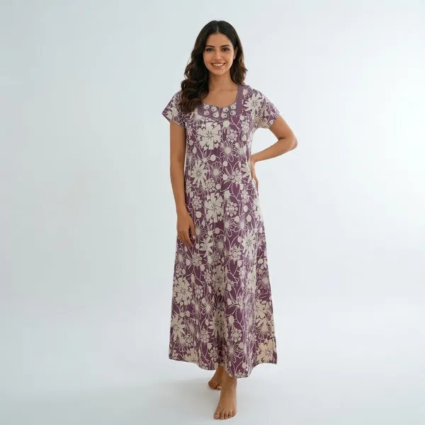 Purple_Pure_Cotton_Floral_Relaxed_Fit_Nightgown_For_Women