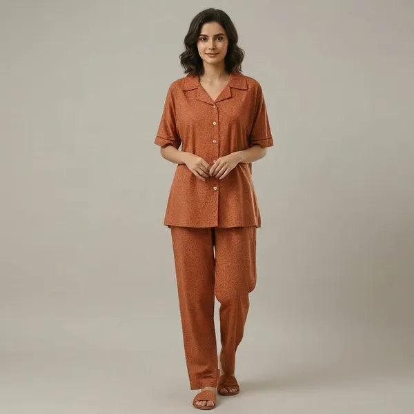 Rust_Cotton_Printed_Night_Suit_For_Women