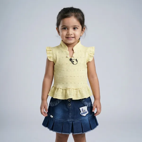 Yellow_Cotton_Skirt_Top_Set_For_Girls