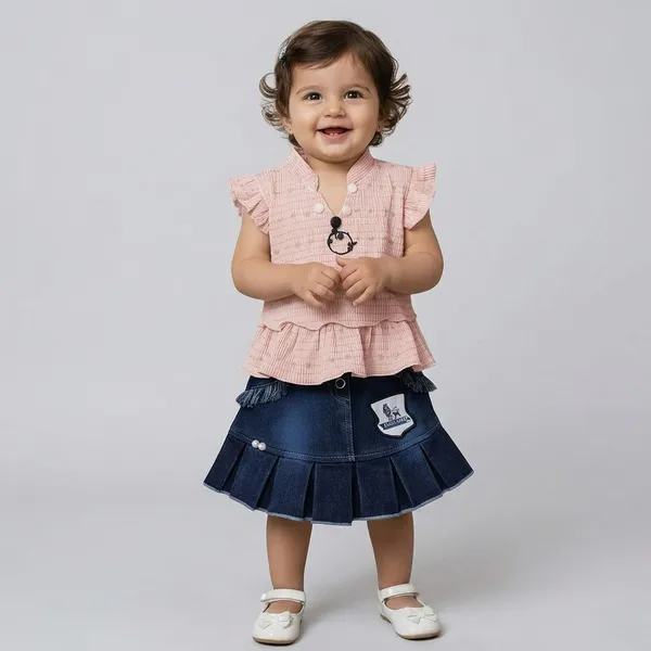 Pink_Pure_Cotton_Printed_Skirt_Top_Set_For_Girls