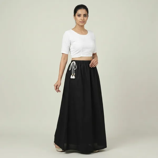 Black_Pure_Cotton_Adjustable_Saree_Petticoat_For_Women
