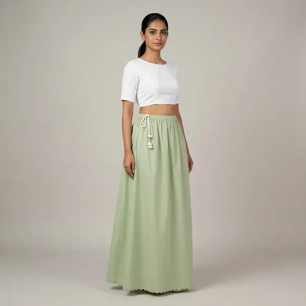 Pista_Cotton_Saree_Petticoat_For_Women