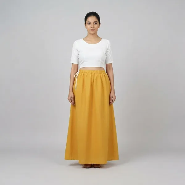 Yellow_Cotton_Saree_Petticoat_For_Women