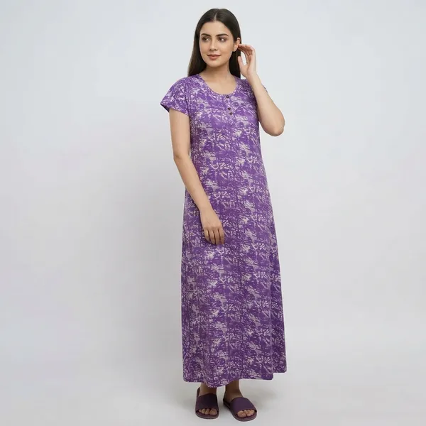 Purple_Pure_Cotton_Full_Length_Nightgown_For_Women