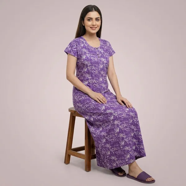 Purple_Pure_Cotton_Full_Length_Nightgown_For_Women