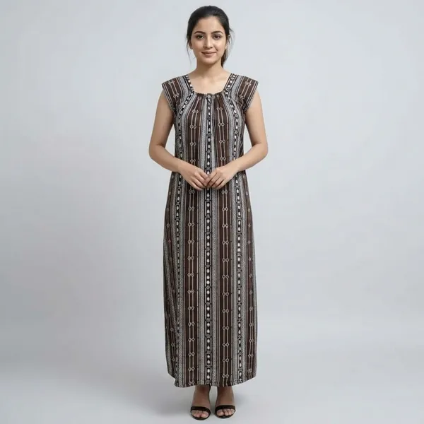 Brown_Pure_Cotton_Full_Length_Nightgown_For_Women