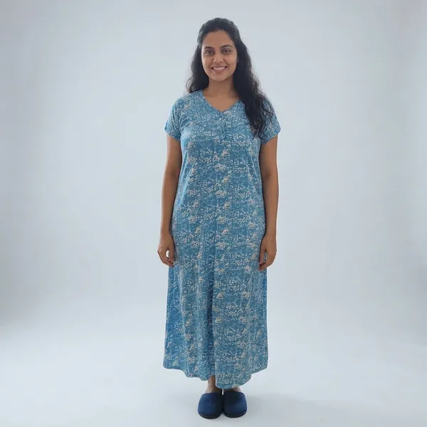 Sky_Blue_Pure_Cotton_Full_Length_Nightgown_For_Women