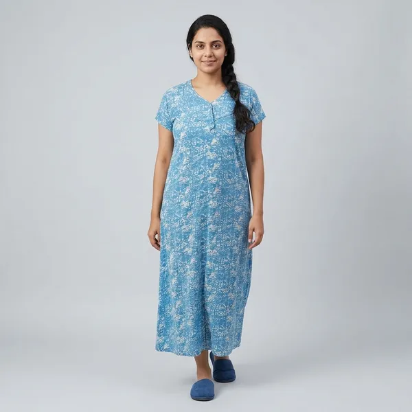 Sky_Blue_Pure_Cotton_Full_Length_Nightgown_For_Women