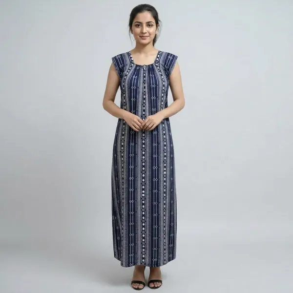 Blue_Pure_Cotton_Full_Length_Nightgown_For_Women