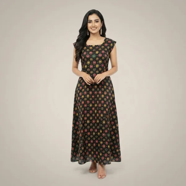Black_Pure_Cotton_Printed_Lace_Neck_Nighty_For_Women