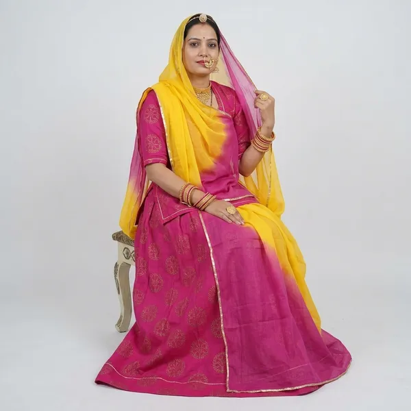 Pink_Khadi_Cotton_Unstitched_Rajputi_Poshak_For_Women