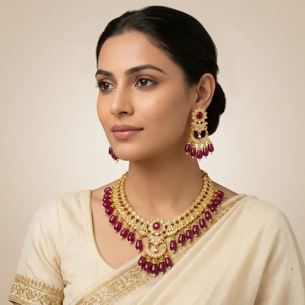 Gold_Kundan_Ruby_Stone_Rajputi_Necklace_Set_For_Women
