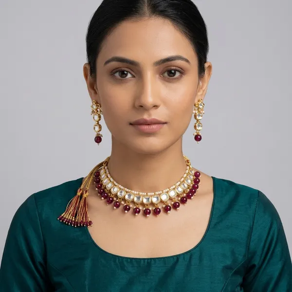 Multicolour_Gold_Plated_Pachi_Kundan_Ruby_Bead_Necklace_Set_For_Women