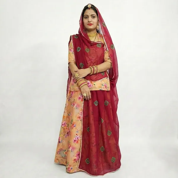 Beige_Cotton_Unstitched_Rajputi_Suit_For_Women