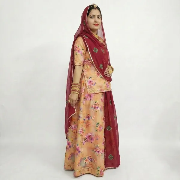 Beige_Cotton_Unstitched_Rajputi_Suit_For_Women