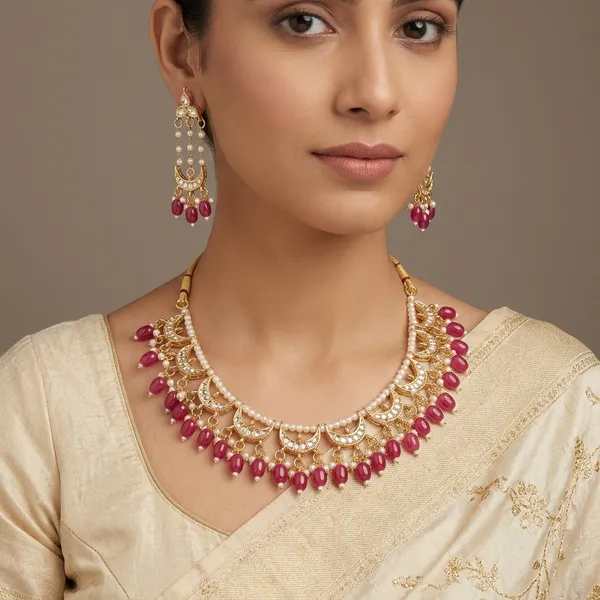 Pink_Gold_Plated_Kundan_Chand_Rajputi_Necklace_Set_For_Women