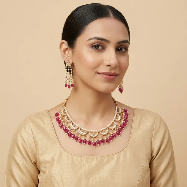 Pink_Gold_Plated_Kundan_Chand_Rajputi_Necklace_Set_For_Women