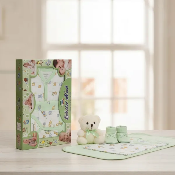 Green_Cotton_Newborn_Baby_Gift_Clothing_Set
