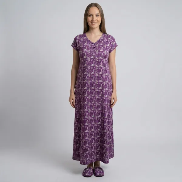 Purple_Cotton_Full-Length_Nighty_For_Women