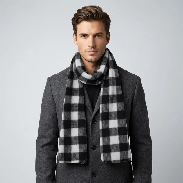 Black_Wool-Cotton_Checkered_Muffler_For_Unisex