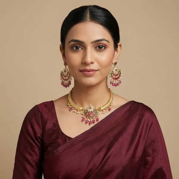 Multicolor_Gold_Plated_Metal_Alloy_Ethnic_Necklace_Set_For_Women
