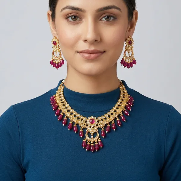 Gold_Plated_Metal_Alloy_Ethnic_Adjustable_Necklace_For_Women