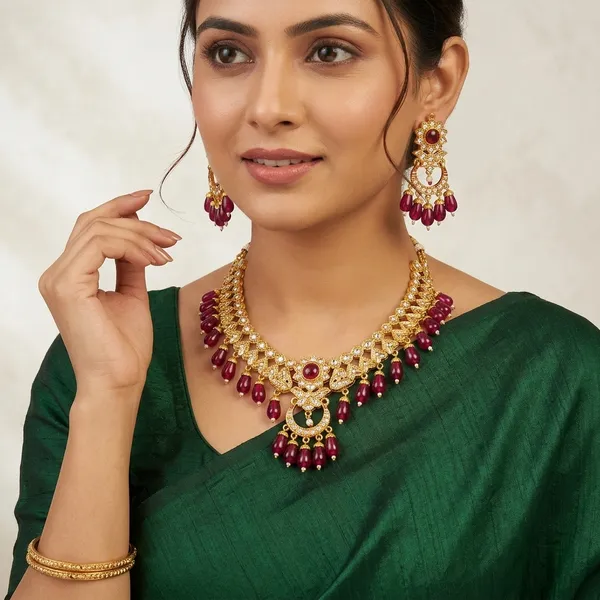 Gold_Plated_Metal_Alloy_Ethnic_Adjustable_Necklace_For_Women