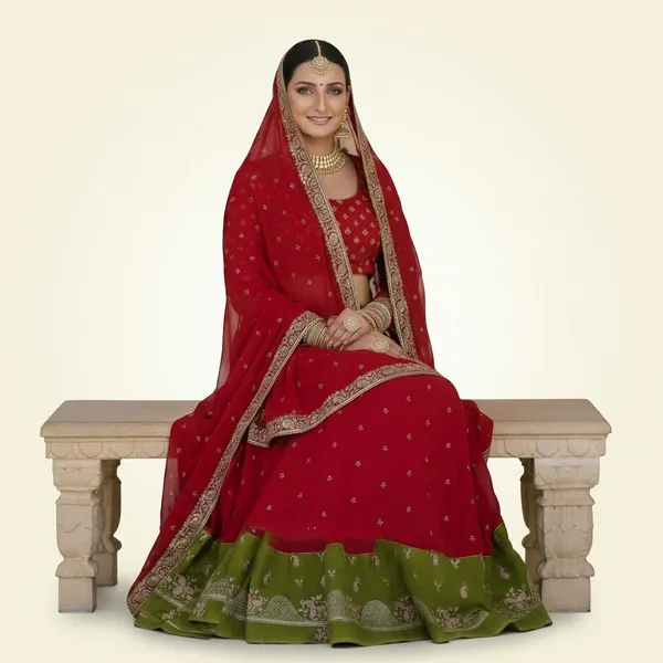 Red_Green_Pure_Cotton_Gota_Patti_Rajputi_Poshak_For_Women