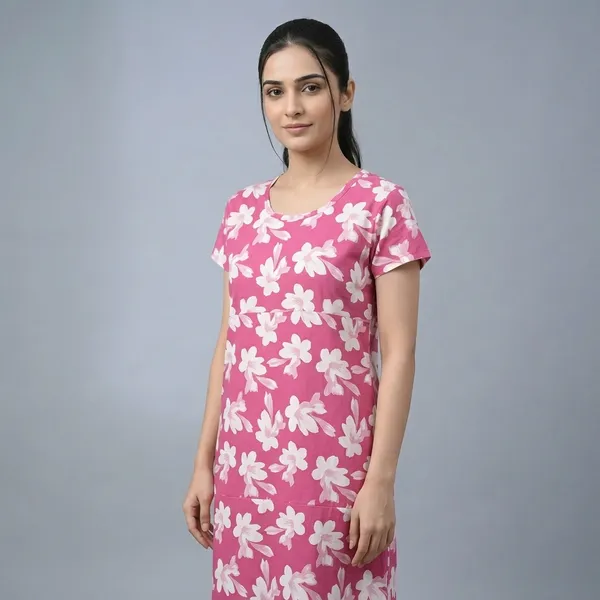 Pink_White_Pure_Cotton_Nighty_For_Women