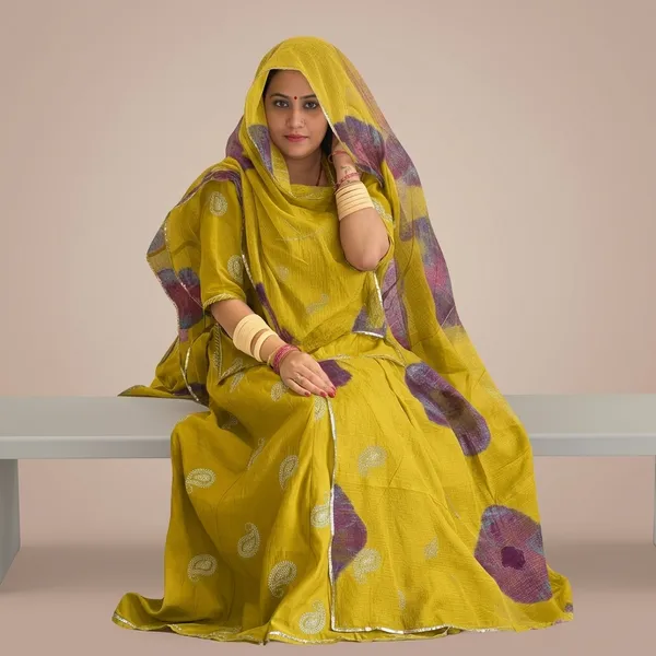 Yellow_Cotton_Unstitched_Rajasthani_Rajputi_Poshak_For_Women