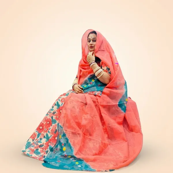 Green_Pink_Cotton_Bandhej_Rajputi_Poshak_For_Women
