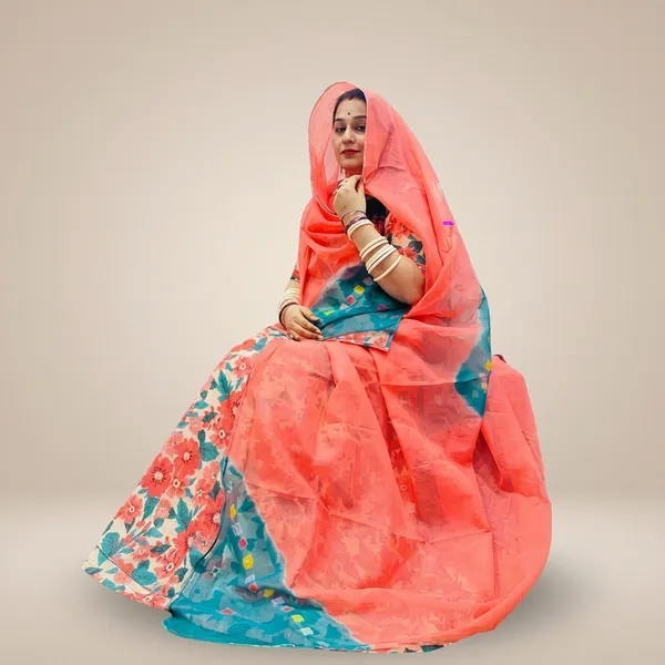 Green_Pink_Cotton_Bandhej_Rajputi_Poshak_For_Women