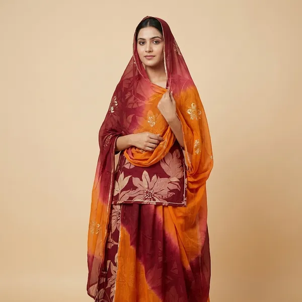 Red_Orange_Pure_Cotton_Sharabati_Hand-Dye_Rajputi_Suit_Set_For_Women