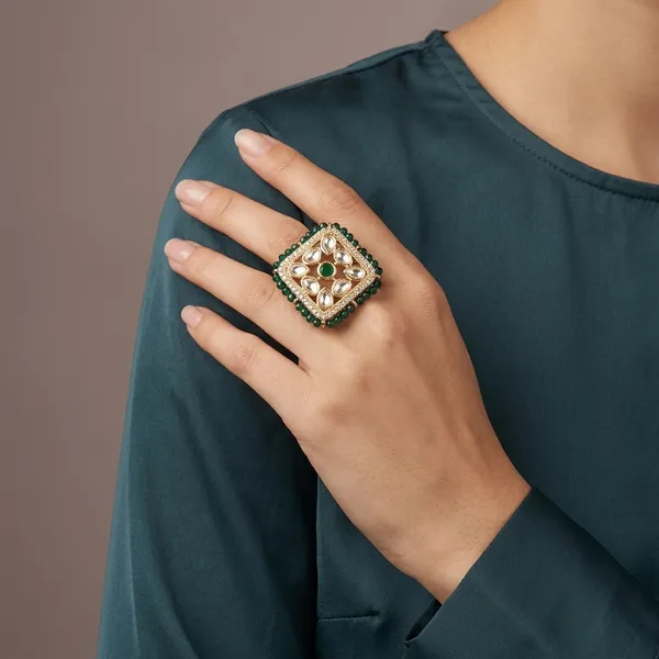 Gold_And_Green_Brass_Premium_And_Trendy_Cocktail_Ring_For_Women
