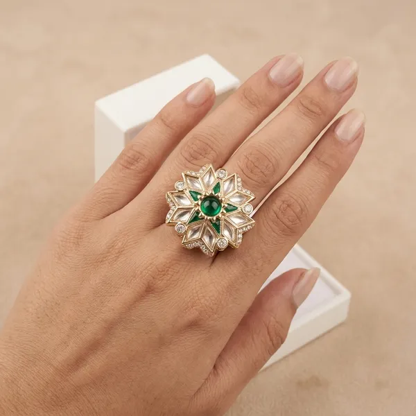 Gold_And_Green_Brass_Premium_And_Trendy_Ring_For_Women