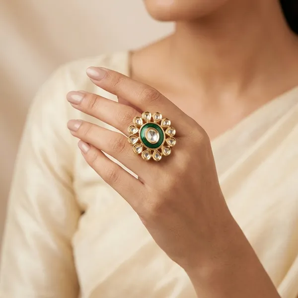 Gold_And_Green_Brass_Premium_And_Trendy_Ring_For_Women