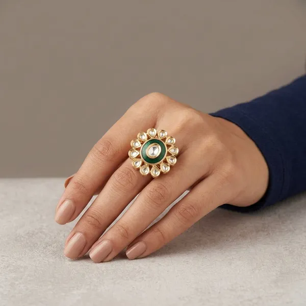 Gold_And_Green_Brass_Premium_And_Trendy_Ring_For_Women