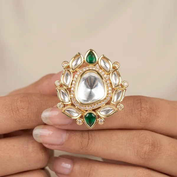 Gold_And_Green_Brass_Premium_And_Trendy_Cocktail_Ring_For_Women