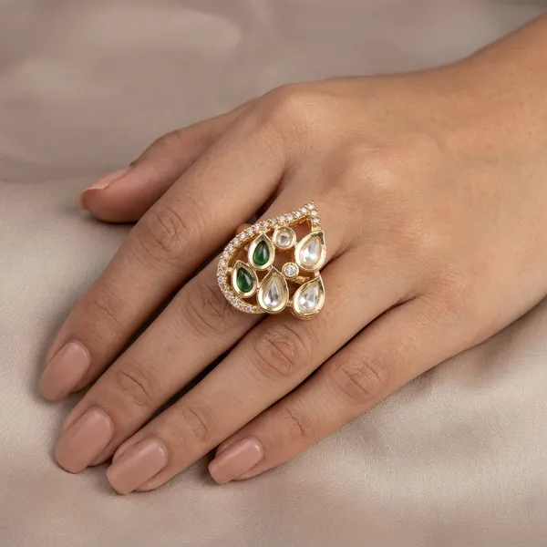 Gold_And_Green_Brass_Premium_And_Trendy_Cocktail_Ring_For_Women