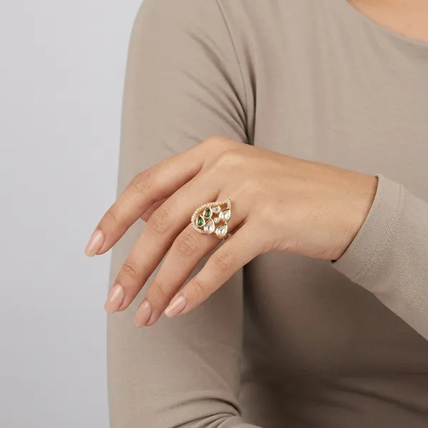 Gold_And_Green_Brass_Premium_And_Trendy_Cocktail_Ring_For_Women