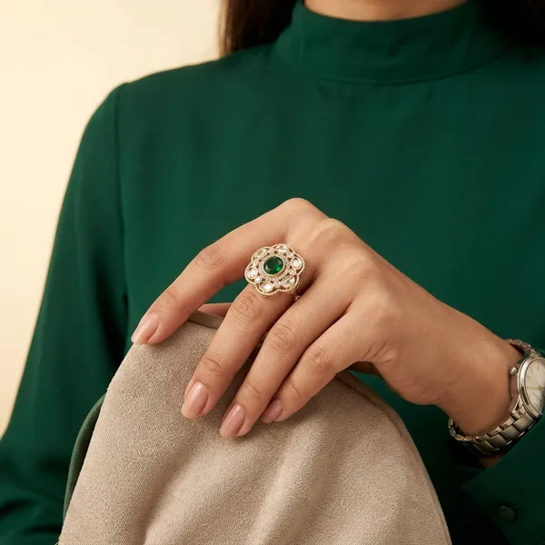 Gold_And_Green_Brass_Premium_And_Trendy_Ring_For_Women