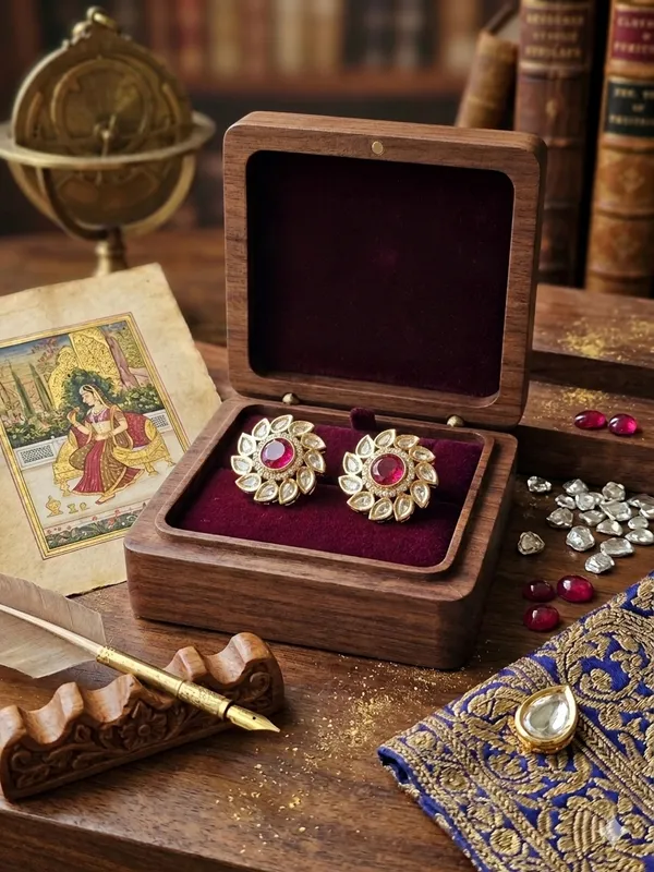 Ruby_And_Gold_Brass_Premium_And_Trendy_Stud_Earrings_For_Women