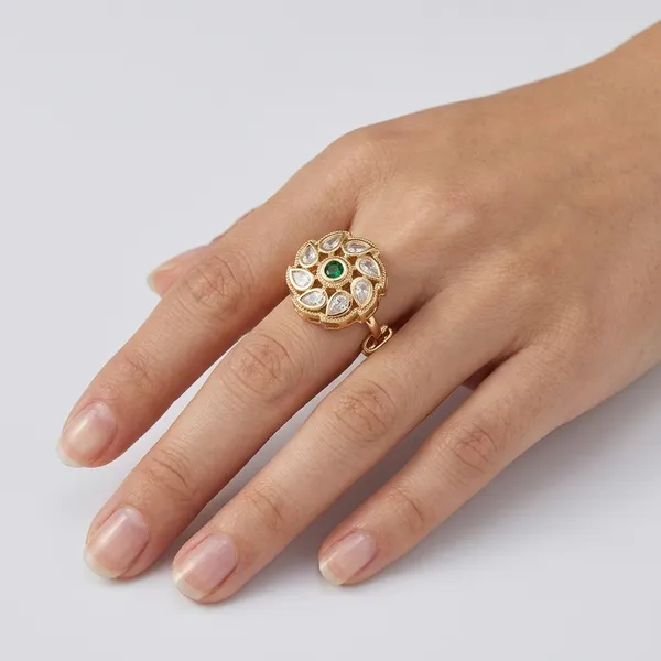 Gold_And_Green_Brass_Premium_And_Trendy_Statement_Ring_For_Women