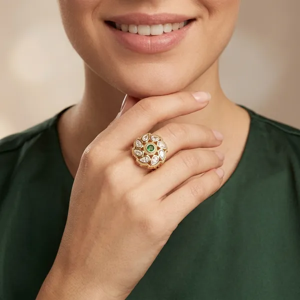 Gold_And_Green_Brass_Premium_And_Trendy_Statement_Ring_For_Women