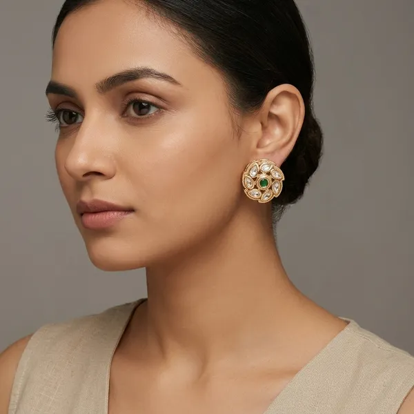 Gold_And_Green_Brass_Premium_And_Trendy_Earrings_For_Women