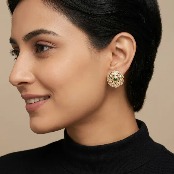 Gold_And_Green_Brass_Premium_And_Trendy_Earrings_For_Women