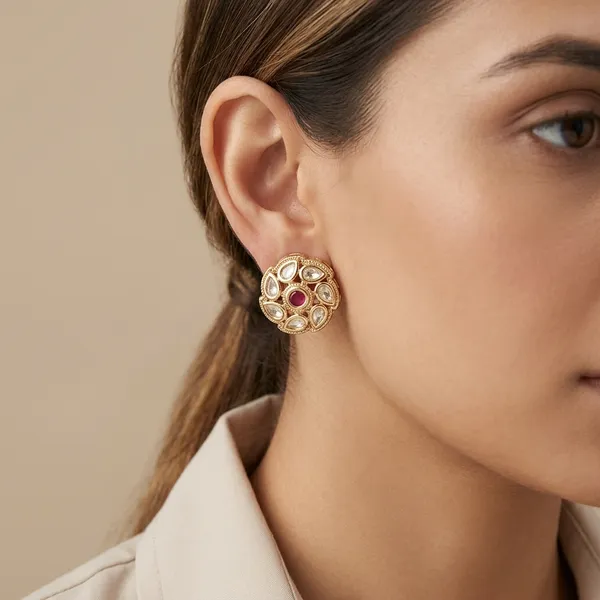 Ruby_And_Gold_Brass_Premium_And_Trendy_Stud_Earrings_For_Women