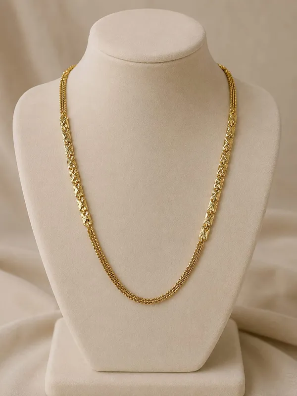 Gold_Brass_Premium_And_Trendy_Chain_For_Women_Square_Block
