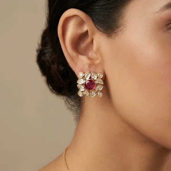 Ruby_And_Gold_Brass_Premium_And_Trendy_Stud_Earrings_For_Women